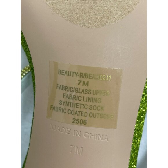 Steve Madden Girl Green Glitter Strap Stiletto Heel Sandals 7M NEW - Picture 6 of 6
